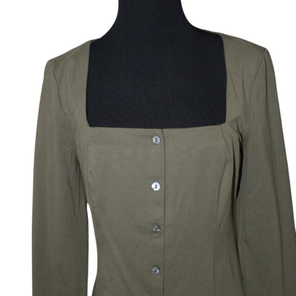 Rihoas Square Neck Mini Button Down Dress Size S Small NWT's Vintage Style - Picture 3 of 11